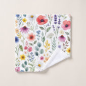 Wilde Bloem Waterverf Weide Botanische Bloem Bad Handdoek (Wasdoekje)