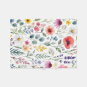 Wilde Bloem Waterverf Weide Botanische Bloem Fleece Deken (Voorkant (Horizontaal))