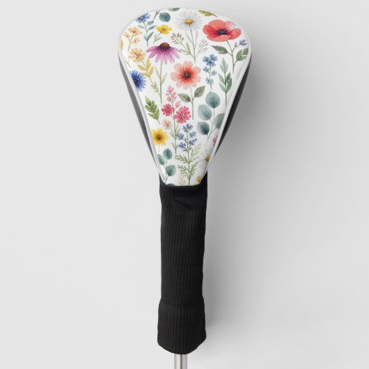 Wilde Bloem Waterverf Weide Botanische Bloem Golfheadcover (Voorkant)