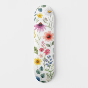 Wilde Bloem Waterverf Weide Botanische Bloem Persoonlijk Skateboard