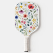 Wilde Bloem Waterverf Weide Botanische Bloem Pickleball Paddle (Achterkant)