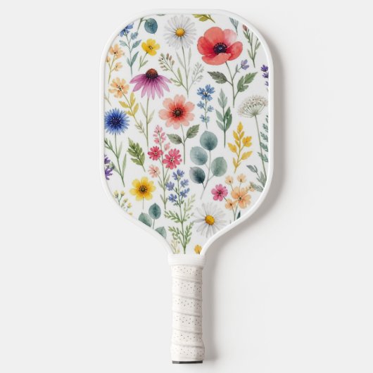 Wilde Bloem Waterverf Weide Botanische Bloem Pickleball Paddle (Voorkant)