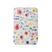 Wilde Bloem Waterverf Weide Botanische Bloemen Badmat (Voorkant Verticaal)
