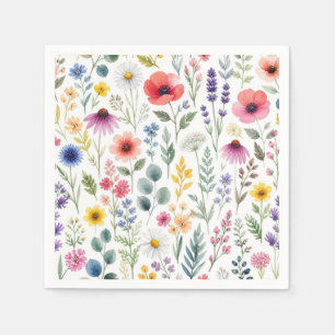 Wilde Bloem Waterverf Weide Botanische Bloemen Servet