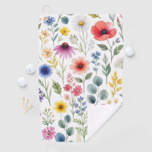Wilde Bloem Waterverf Weide Botanische Bloemstuk Golfhanddoek (Insitu)
