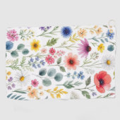 Wilde Bloem Waterverf Weide Botanische Bloemstuk Golfhanddoek (Horizontaal)