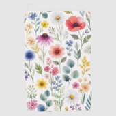 Wilde Bloem Waterverf Weide Botanische Bloemstuk Golfhanddoek (Voorkant)