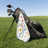 Wilde Bloem Waterverf Weide Botanische Bloemstuk Golfhanddoek (Groen)