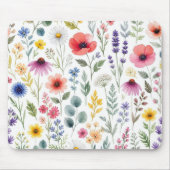 Wilde Bloem Waterverf Weide Botanische Bloemstuk Muismat (Voorkant)
