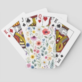 Wilde Bloem Waterverf Weide Botanische Bloemstuk Pokerkaarten
