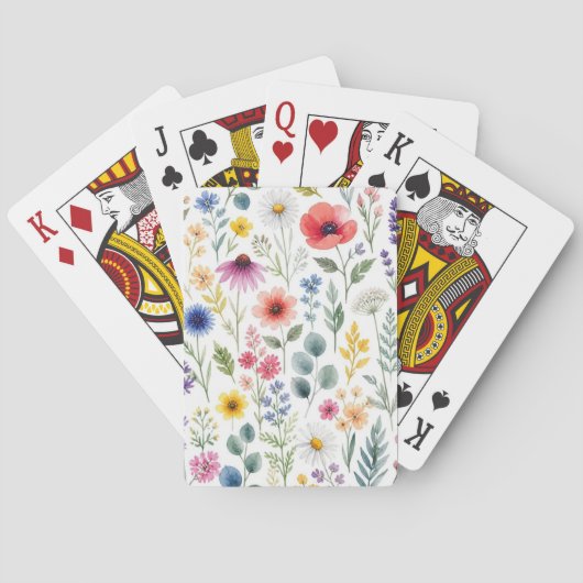 Wilde Bloem Waterverf Weide Botanische Bloemstuk Pokerkaarten (Achterkant)