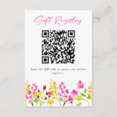 Wilde bloem Weddenschap Gift Registry QR Code Informatiekaartje (Voorkant)