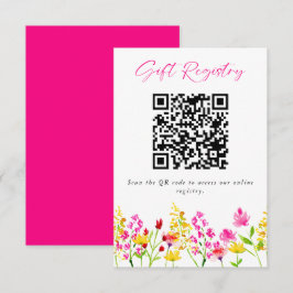 Wilde bloem Weddenschap Gift Registry QR Code Informatiekaartje