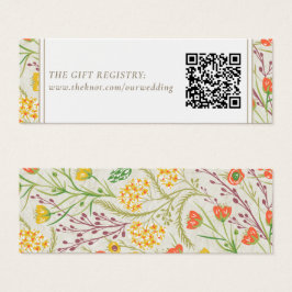 Wilde bloem Weddenschap Gift Registry QR Code Mini Visitekaartjes