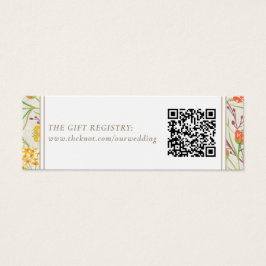 Wilde bloem Weddenschap Gift Registry QR Code Mini Visitekaartjes