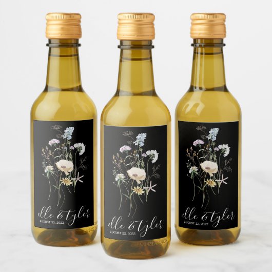 Wilde bloem Weddenschap Mini Wine Bottle Label Wijn Etiket (Flessen)