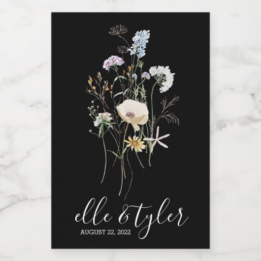 Wilde bloem Weddenschap Mini Wine Bottle Label Wijn Etiket (Enkel label)