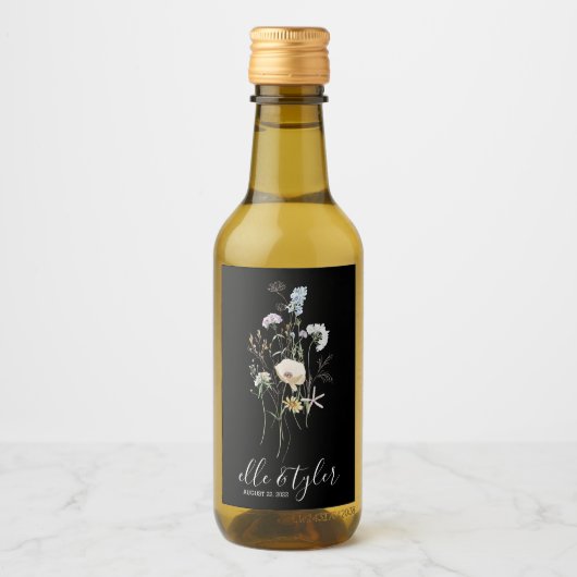 Wilde bloem Weddenschap Mini Wine Bottle Label Wijn Etiket (Voorkant)