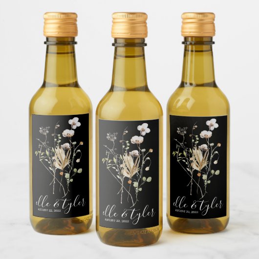 Wilde bloem Weddenschap Mini Wine Bottle Label Wijn Etiket (Flessen)