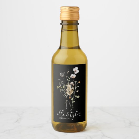 Wilde bloem Weddenschap Mini Wine Bottle Label Wijn Etiket (Voorkant)