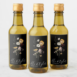 Wilde bloem Weddenschap Mini Wine Bottle Label Wijn Etiket