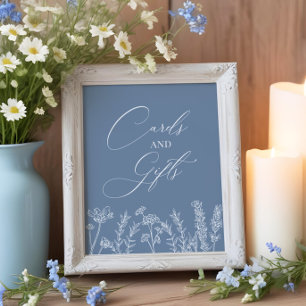 Wilde bloem Weddenschap Periwinkle Blue Kaart Cade Poster