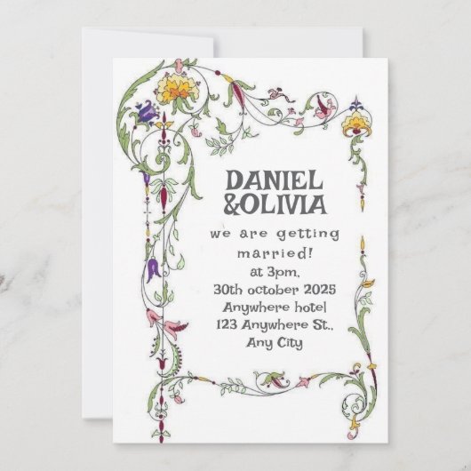 Wilde bloem Weddenschap Rustic Land Wilde Bloemen Kaart (Voorkant)