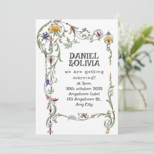 Wilde bloem Weddenschap Rustic Land Wilde Bloemen Kaart (Staand voorkant)