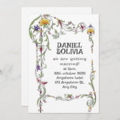 Wilde bloem Weddenschap Rustic Land Wilde Bloemen Kaart (Voorkant / Achterkant)