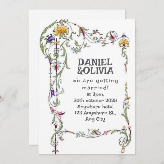 Wilde bloem Weddenschap Rustic Land Wilde Bloemen Kaart (Voorkant / Achterkant)