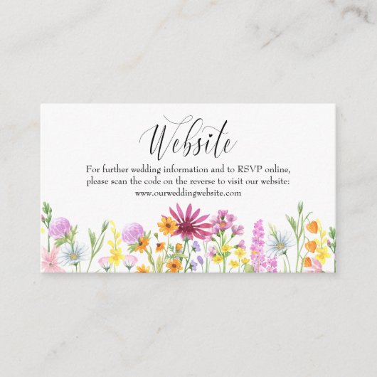 Wilde bloem Weddenschap Website QR Code Online RSV Informatiekaartje (Voorkant)