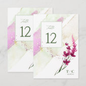 Wilde bloem Wedingstabel nummer Fuchsia ID954 Kaart (Voorkant / Achterkant)