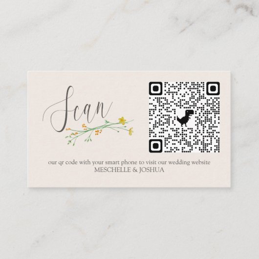 Wilde bloem Weduwwebsite Online RSVP QR Code Informatiekaartje (Achterkant)
