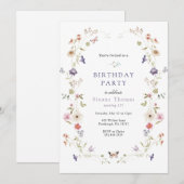 Wilde bloem weide Wreatday Birthday Kaart (Voorkant / Achterkant)