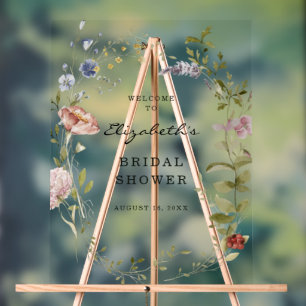 Wilde Bloem   Welkom bij Bruidsdiner met Bloemstuk Acryl Bord