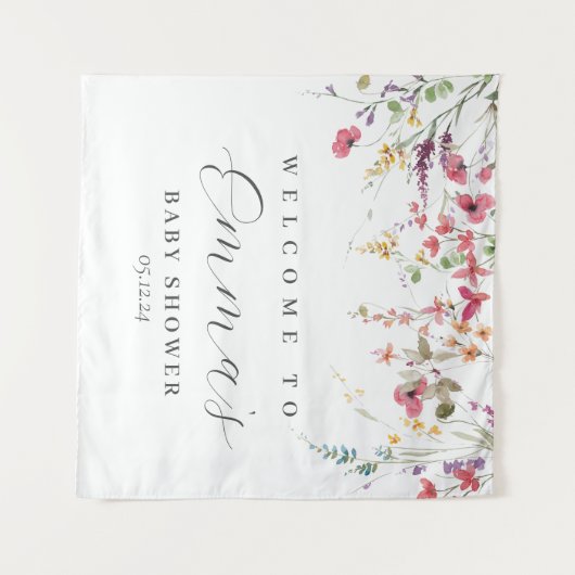 Wilde bloem-welkomstteken, poster van wilde bloeme wandkleed (Voorkant (horizontaal))