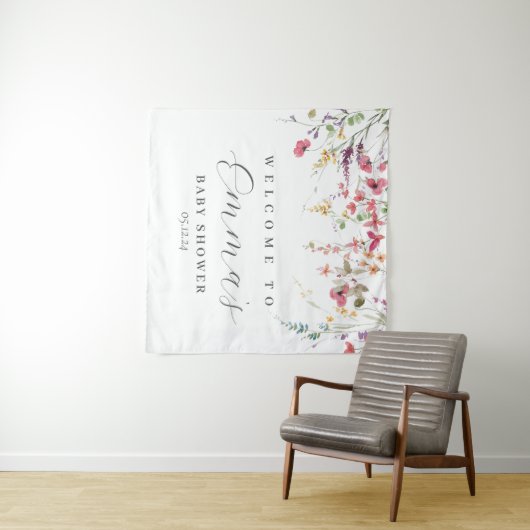 Wilde bloem-welkomstteken, poster van wilde bloeme wandkleed (In Situ (horizontaal))