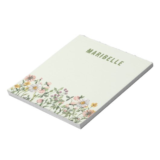 Wilde Bloem Westerse Bloemige Aangepaste Kantoorar Notitieblok (Linkerzijde)