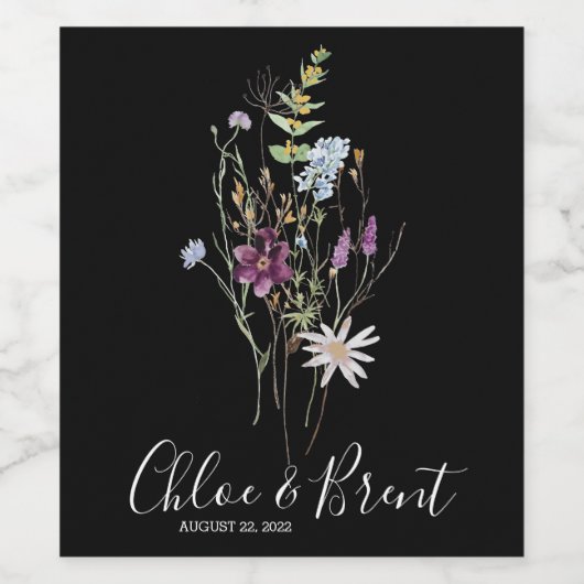 Wilde bloem Wijnfles Etiket (Enkel label)