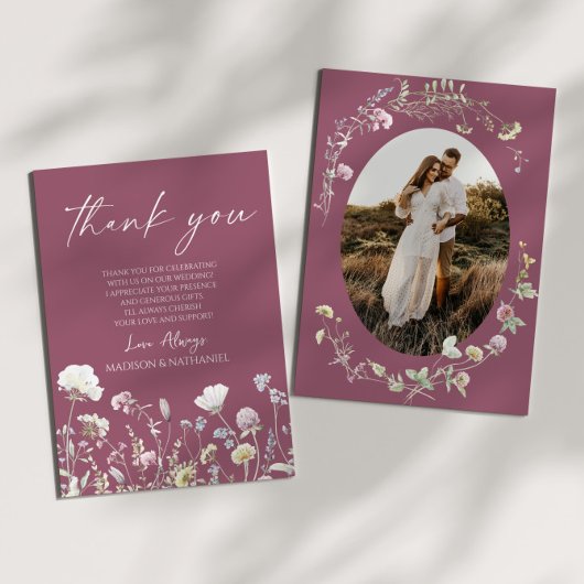 Wilde bloem Wilde bloemen Bloementuin Aangepaste f Bedankkaart