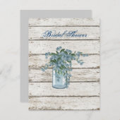 wilde bloem , witgewassen hout , bruiloft frans la kaart (Voorkant / Achterkant)