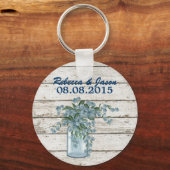 wilde bloem , witgewassen hout , bruiloft frans la sleutelhanger (Voorkant)