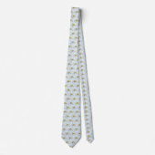 Wilde bloem Witte Madelief Blauw Stropdas (Voorkant)