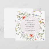 Wilde bloem WreatBaby shower Kaart (Voorkant / Achterkant)