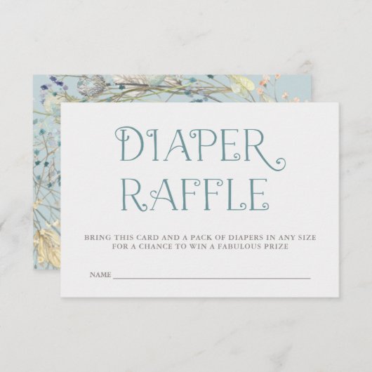Wilde bloem Wreath | Baby shower Diaper Raffle Informatiekaartje (Voorkant / Achterkant)