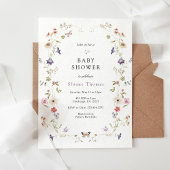 Wilde bloem Wreator Baby shower Invitation Kaart