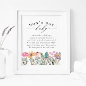 Wilde bloem "Zeg geen Baby" Baby shower Game Poster