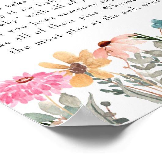 Wilde bloem "Zeg geen Baby" Baby shower Game Poster (Hoek)