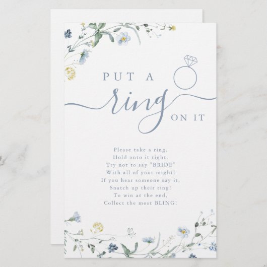 Wilde bloem zet een ring op het vrijgezellenfeest  (Voorkant / Achterkant)