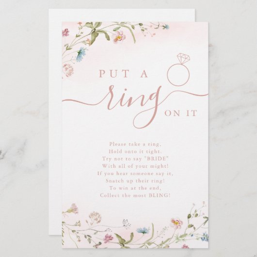 Wilde bloem zet een ring op het vrijgezellenfeest  (Voorkant / Achterkant)